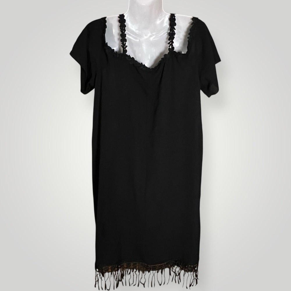BloomChic Black Fringe Lace Off the Shoulder  Women's‎ Sheath Dress Sexy Goth